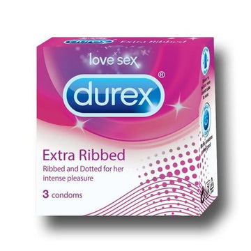 Durex Extra Ribbed Condom (3 COUNT) (PACK OF 5)