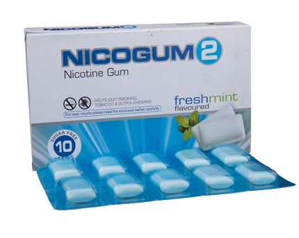 Nicogum 2mg Chewing Gums Sugar free Fresh Mint 10 pieces, PACK OF 5