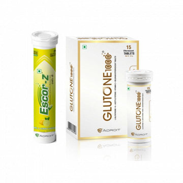 GLUTONE 1000 L-Glutathione Vitamin c 15 TAB with Escor Z (Lime & Lemon Flavour 20 TAB)
