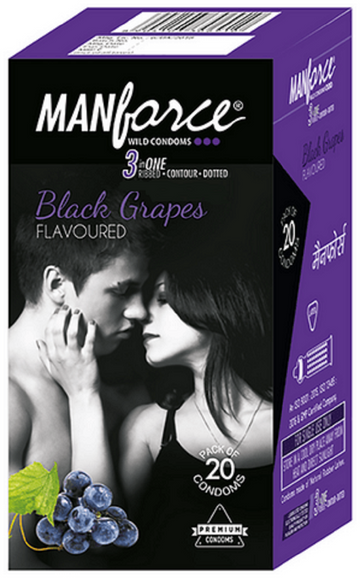 MANFORCE Wild Condom (Black Grapes FLAVOUR) (1 Box of 20pcs) (PACK OF 5)