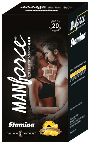 MANFORCE Stamina Extra Dotted Condom (Pineapple FLAVOURED) (1 Box of 20pcs) (PACK OF 5)